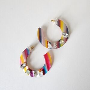 Large Rainbow Hoop Earrings